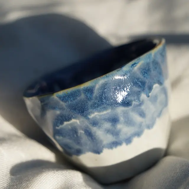 Blue and white tumbler
